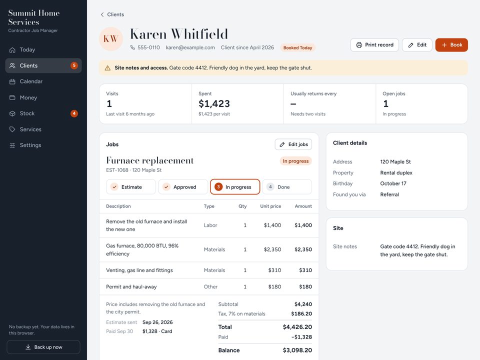 Contractor Job Manager screenshot
