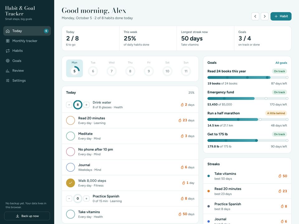 Habit & Goal Tracker screenshot
