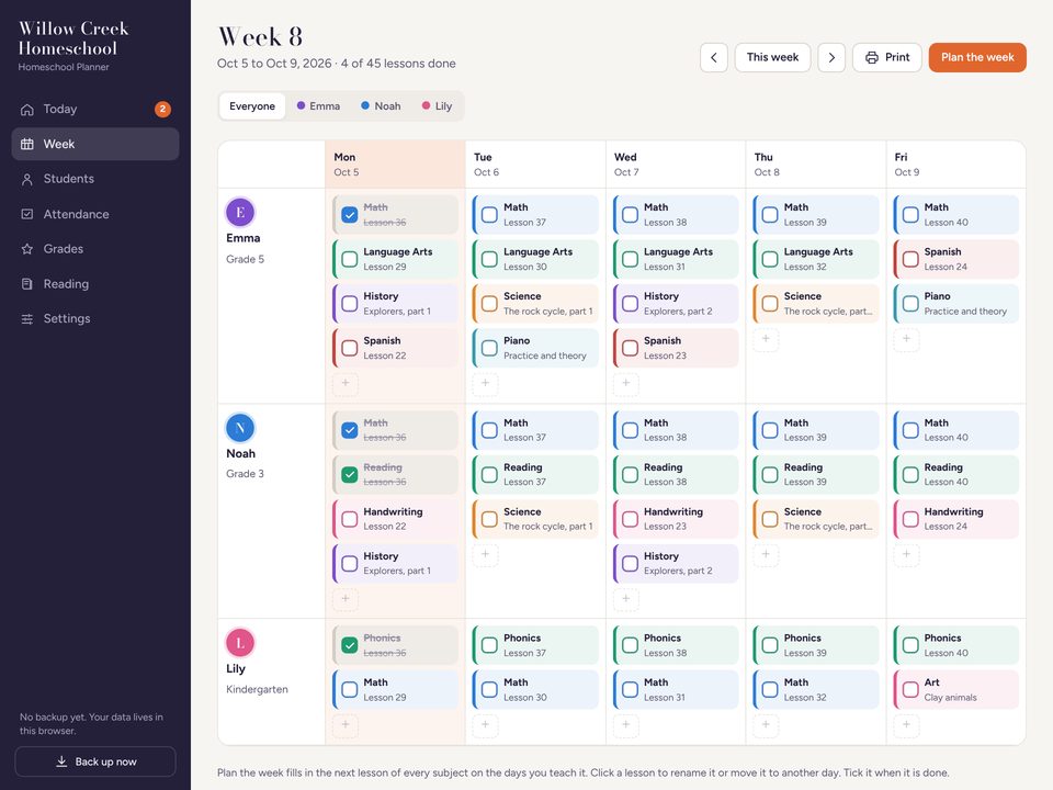Homeschool Planner screenshot