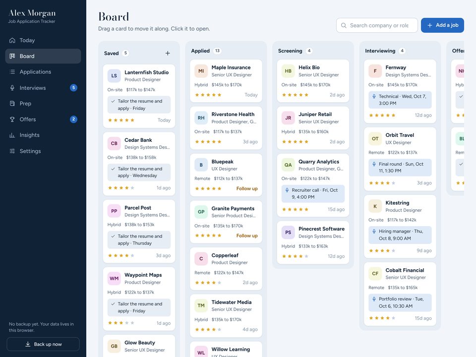 Job Application Tracker screenshot