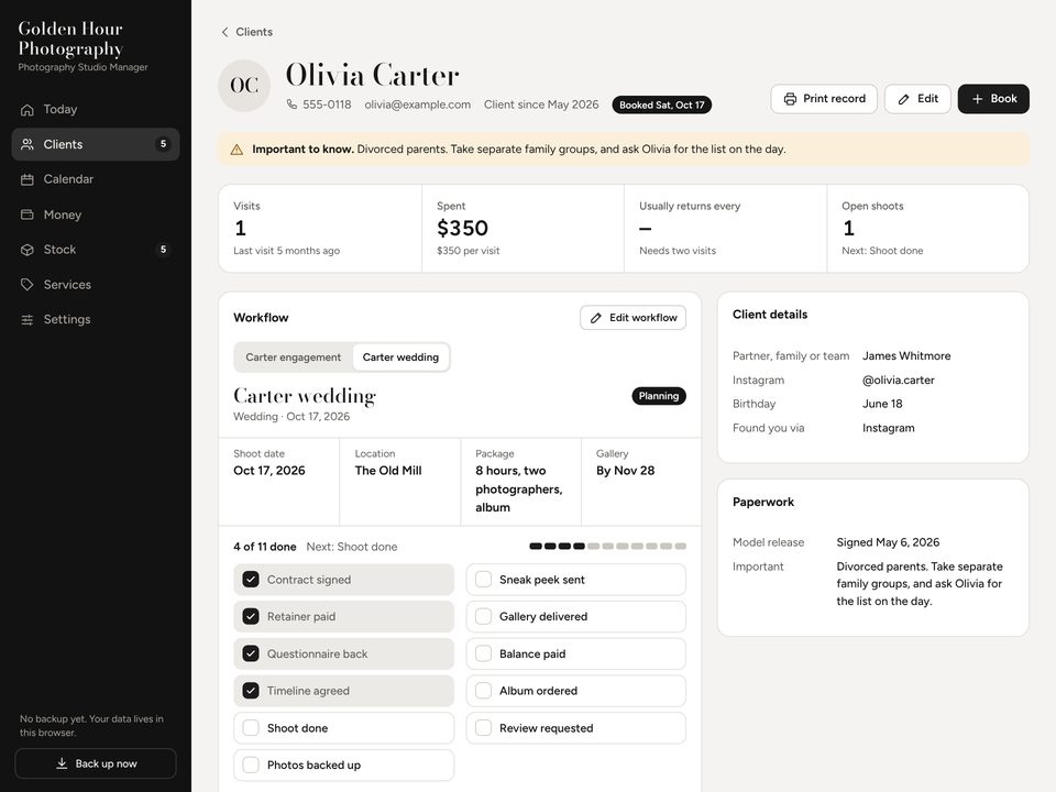 Photography Studio Manager screenshot