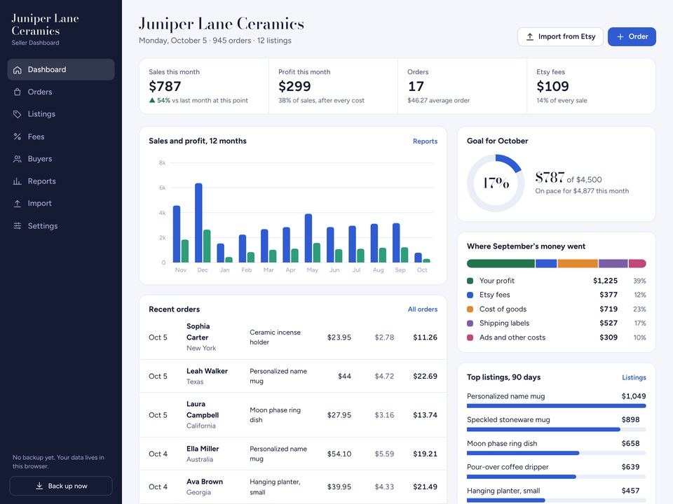 Seller Dashboard screenshot